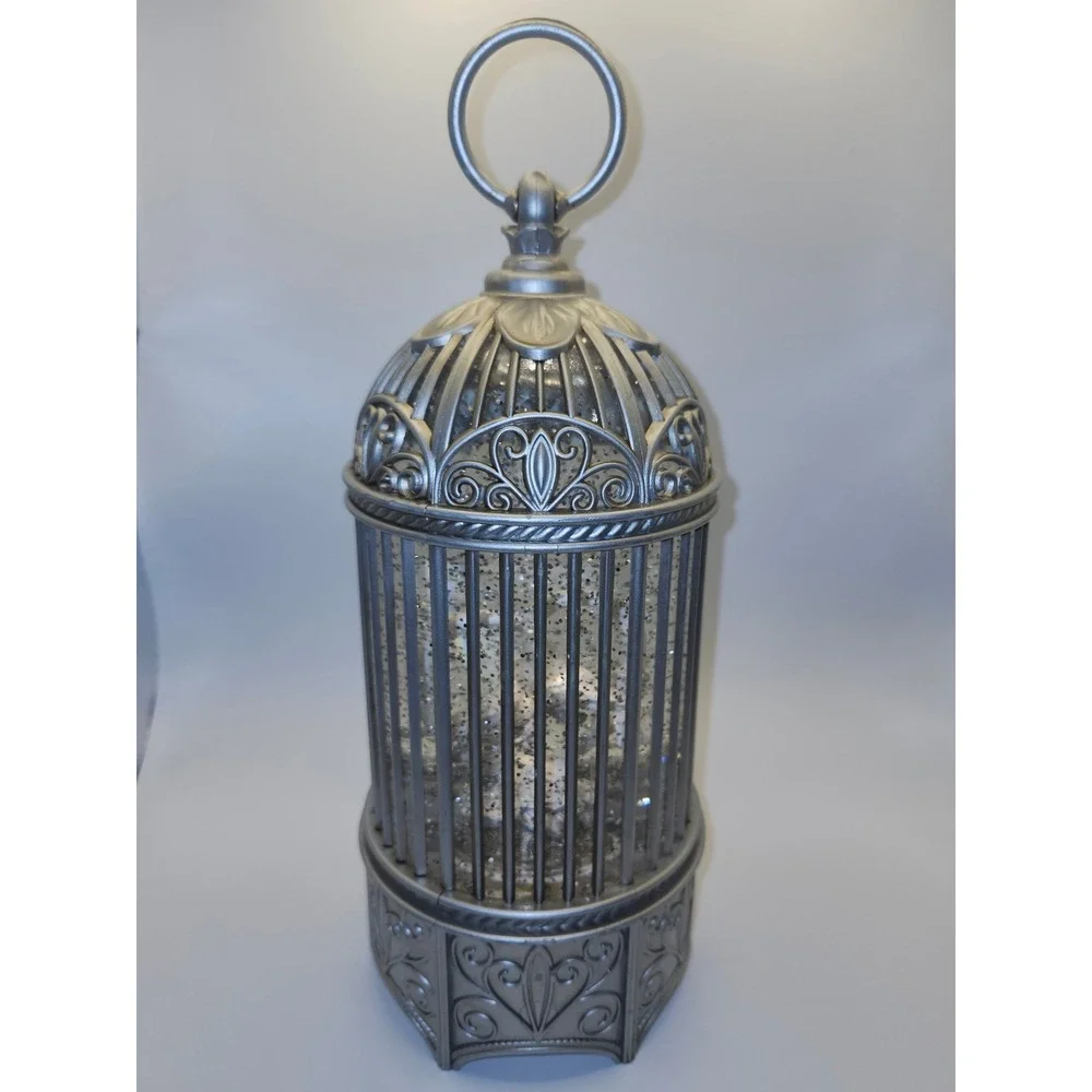 Glitter Snow Globe Lantern with Angel Figure and Decorative‎ Cage